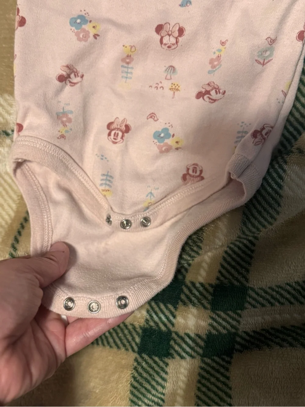 Disney Pink Minnie Mouse Short-Sleeve Bodysuit with Floral Accents